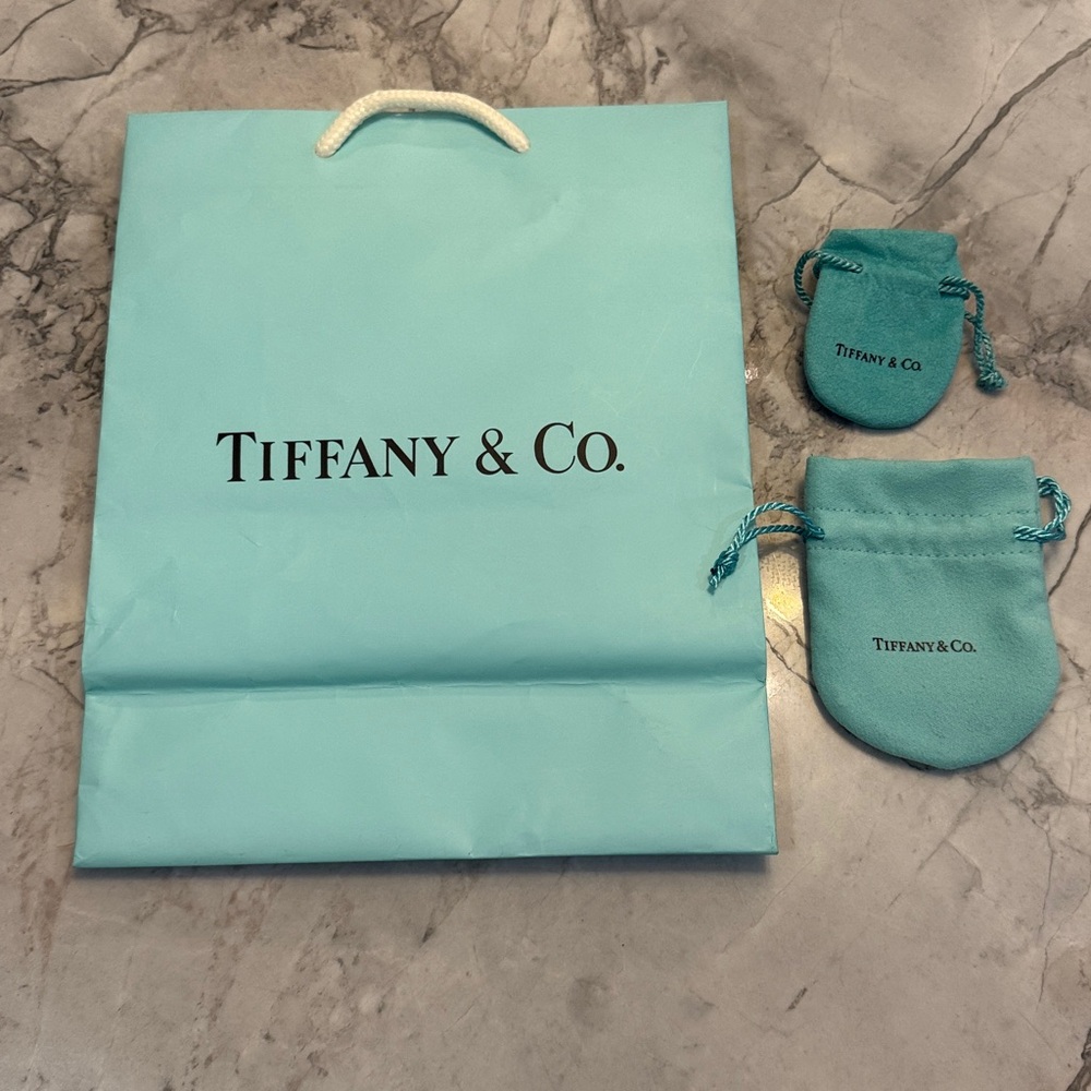 Lot of 3: Tiffany & Co jewelry pouch x 2 and gift bag